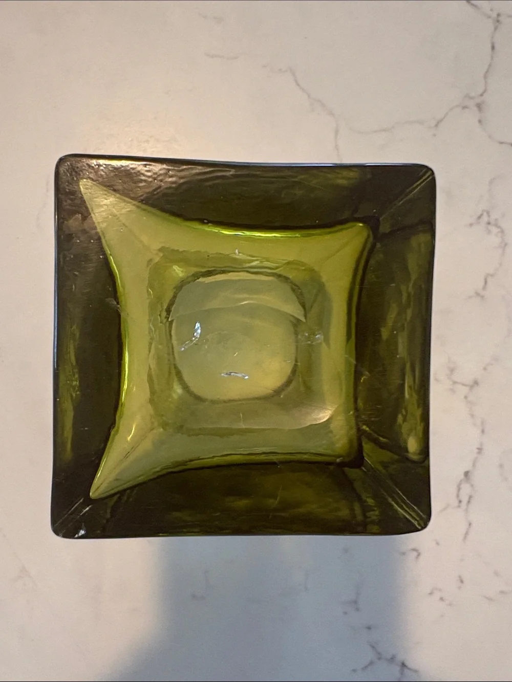 Mid-Century‎ Modern avocado green art glass